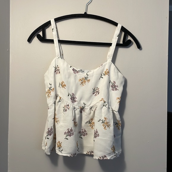 White Floral Peplum Tank - Picture 5 of 5